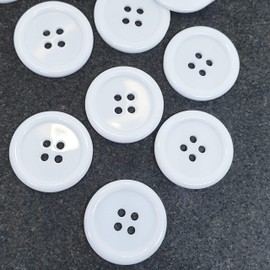 MajorCrafts® 24pcs 25mm White 4 Holes Round Resin Sewing Buttons Needlework Arts and Crafts Embellishments
