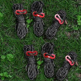 MAGARROW Tarp Rope Tent Rope with Reflective Material Storage Bag for Camping Hiking (Black)