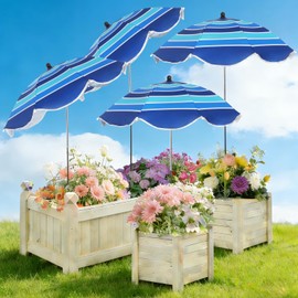 Conderyang 4 Pack Plant Umbrellas for Outdoor Plants 25" Larger Garden Umbrella Sun Shade with Adjustable Angle 40" Higher Sun Protection Cover Shade for Plants, Potted Flower,Garden Bed (Blue)