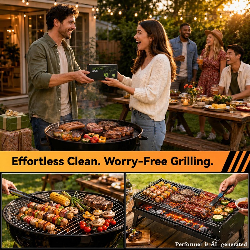 Electric Grill Brush for Outdoor,Cordless Rechargeable Grill Cleaner