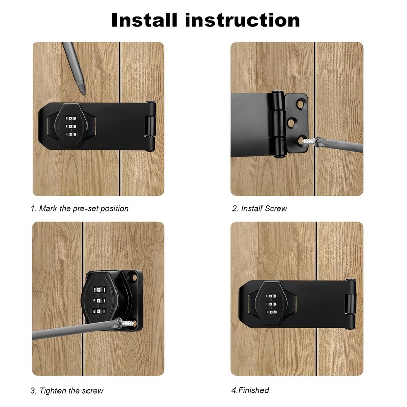 Mechanical Password Combination Rotary Hasp Latch Locks, Keyless Door Security