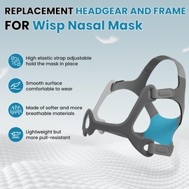 YBWM Replacement Wisp Headgear and Fabric Frame Compatible with Wisp CPAP Mask，Adjustable Soft Headgear and Fabric Frame for Wisp Nasal Mask, No Clips