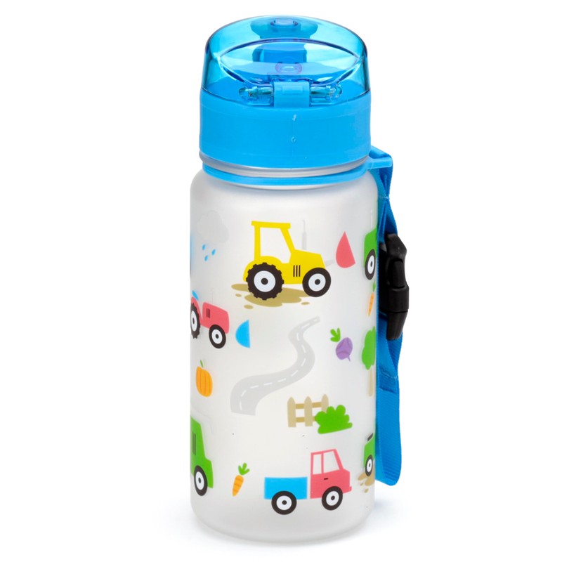 Puckator BOT215 Little Tractors Pop Top 350ml Shatterproof Reusable Children's