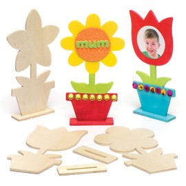 Baker Ross AR264 Wooden Flowers for Children Creative Art Supplies & Decorations (Pack of 4)