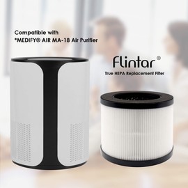 Flintar MA-18 H13 Grade True HEPA Replacement Filter, Compatible with Medify MA-18 Air Purifier, 3-Stage H13 True HEPA and Activated Carbon Filter Set, 2 - Pack