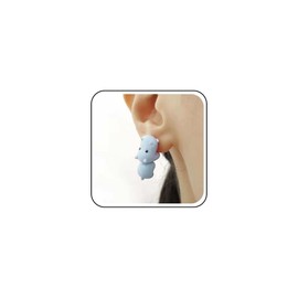 Jugielu Vintage 3D Clay Hippo Earrings Blue Hippo Stud Earrings Cute Animal Bite Earrings Funny Cartoon Animal Earrings Hippo Dangle Earrings Jewelry for Women