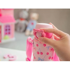 Zojirushi SM-UA48-PZ Water Bottle, Kids Mug with Drawstring, For Kids, For School or School Commutes, Stainless Steel Mug, Seamless Washer, 16.2 fl oz (480 ml), Cherry Pink, Integrated Lid and Seal,