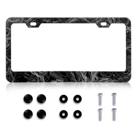 Topographic Map License Plate Frame - Topography Aluminum Metal License Plate Frame, Rust-Proof Waterproof Car Decorative Tag Frames for Standard Us 12x6 Inch