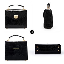 VICTORIA HYDE Damen Handtasche Umhängetasche Klein Schwarz Damen Handtasche Leder Tasche Damen Schultertasche Crossbody Bag (Schwarz)