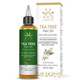 AVD Organics Tea Tree Hair Oil 120 ML | 100% Pure and Natural Tea Tree Hair Oil | Soothes Itchy Scalp | Moisturize Skin Strengthen Hair | Ideal for Both Men and Women | 4 fl oz