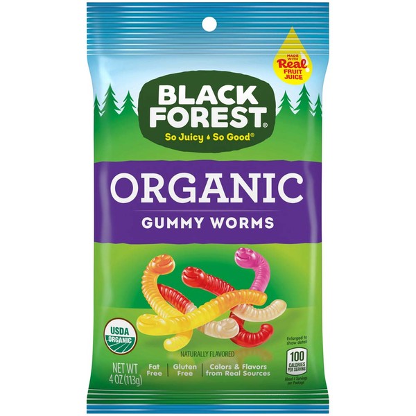 Black Forest Organic Gummy Worms, 4 Ounce, Pack of 12