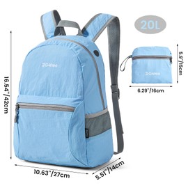 G4Free 20L Lightweight Packable Backpack Travel Hiking Daypack Foldable Backpack for Men Women(Light Blue)