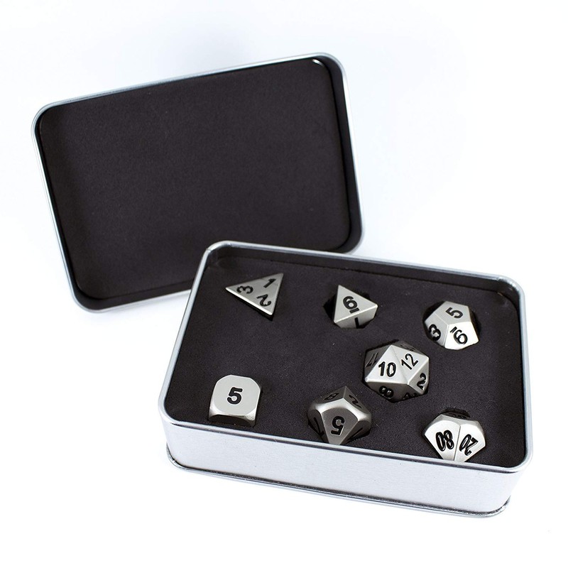 Paladin Roleplaying Silver Metal DND Dice - Full Polyhedral Set