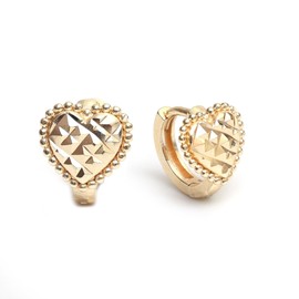 Gempires Heart Hoop Earring, Chunky Gold Huggie Hoop Earrings, Textured Gold Heart Small Hoop Earrings, Hypoallergenic, Party Wear, 14k Gold Plated Jewelry (Style 12)