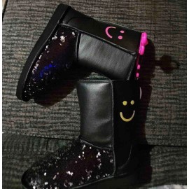 Little Miss Match Black Boots With Flip Sequins size 13