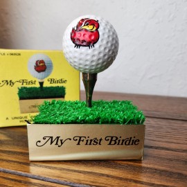 Unbranded Vintage MY FIRST BIRDIE Desk Trophy Ball Set Funny Golf Gift New