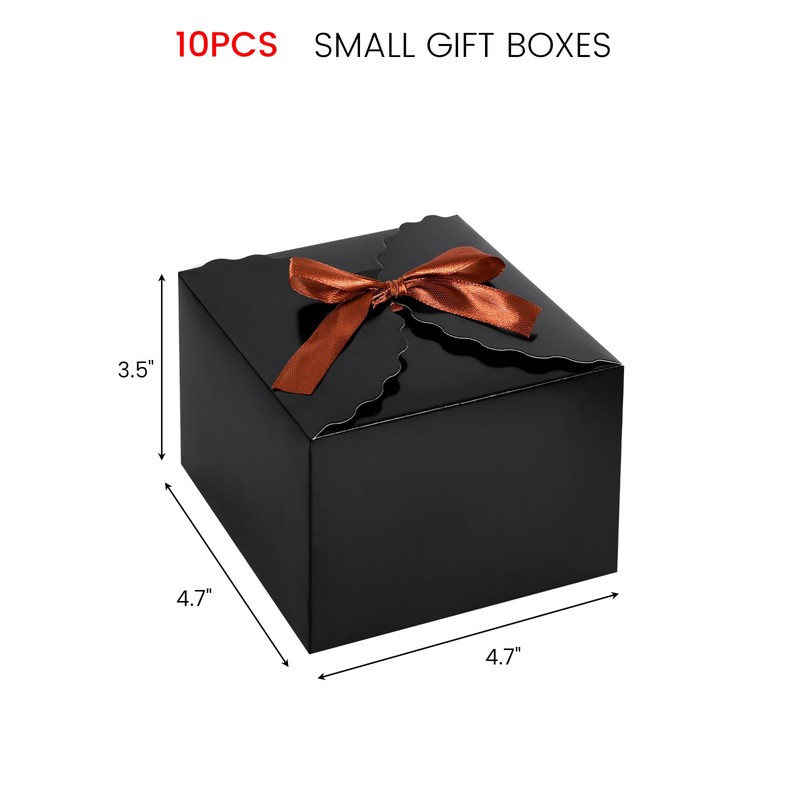 VGOODALL 10PCS Gift Candy Boxes, Black Treat Box with Ribbon