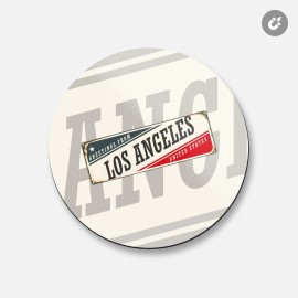 Unbranded Los Angeles Retro Travel Tin Sign | 4'' X 4'' Round Decorative Magnet