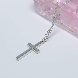 TseenYi Simple Cross Pendant Necklace Fashion Necklaces Jewelry Gifts for Women and Girls(Silver)