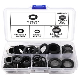 Lyeteung 45 Stücke 1/2 3/4 Zoll Wasserhahn Reparatur Unterlegscheibe und Mesh Gummi Unterlegscheiben Kit, Siebdichtung Dichtung O Ring, für Dusch Brausekopf Wasserhähne Schläuche