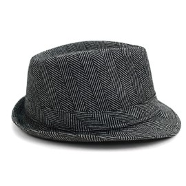 WESTEND Men’s Herringbone Fall/Winter Fedora Hat Black