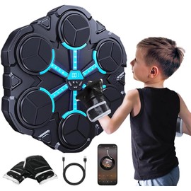 Music Boxing Machine for Kids - Wall Mounted Punching Target Toy with Training Pad & Gloves, 3 Game Modes, Educational Sports Toy for Boys & Girls Ages 3-12+ Years (Basic 4 Targets)