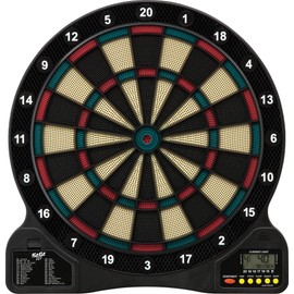 Fat Cat by GLD Products 727 Electronic Dartboard Value Size Over 15 Games and 132 Options Auto-Scoring Compact Display with Missed-Dart Throw Catch Ring Soft Tip Darts and Extra Points Battery Operated, multicolored, one size