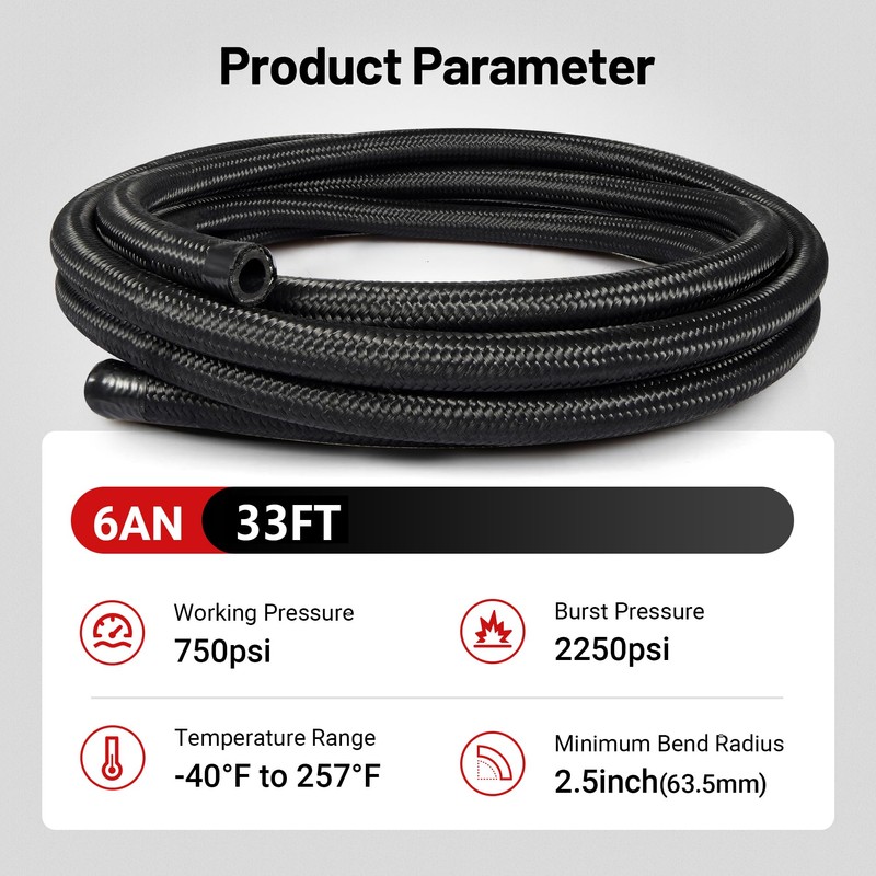 EVIL ENERGY 6AN Fuel Line Kit 33FT, 6AN Nylon Braided