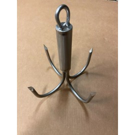 S&S Welding 8 Inch dia 4 Prong Welded 3/8” Stainless Pier or Bridge Gaff With Eye For Rope