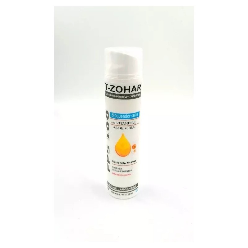 T-zohar Bloqueador Solar Fps 100 Hipoalergenico 150 Ml Airless
