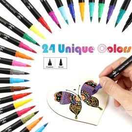 Mitoymia 24 Dual Tip Colouring Pens brush pens,Felt Tip Pens for Adults drawing pens,coloured pens art pens Set brush pens for colouring markers