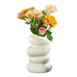 Durdiiy Flower Vase Plastic Vase Creative Living Room Ornaments Vase Desktop Decorative Vase Nordic Spiral Art Vase Small Vases for Flowers, Modern Home Decor, Table Decoration (white)