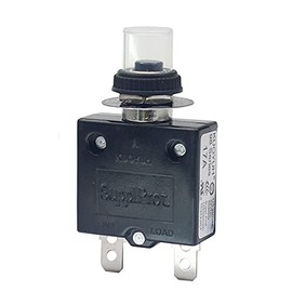 KUOYUH USA 17 Amp 98 Series Quick Connect Terminals Push-to-Reset Thermal Circuit Breaker with Transparent Waterproof Button Dust Cover (1-Pack)