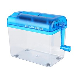 Trituradora de papel portátil, tamaño A6, portátil, tamaño pequeño, manual, para oficina, hogar, escuela, 16 x 9 x 14.5 cm, Azul, 1                   