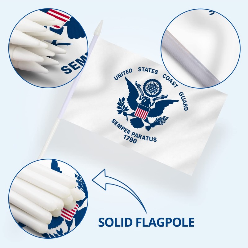 Anley US Coast Guard Mini Flag 12 Pack - Hand
