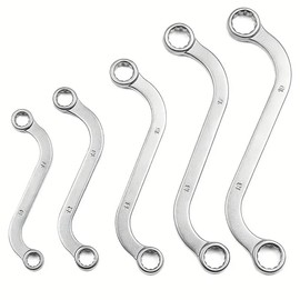 AIMALL 5-Piece S-Style Double-Ended Ring Wrench Set – U-Shaped C-Shaped Two-Way Wrenches with Curved Handle, Dual-Purpose Allen Wrenches