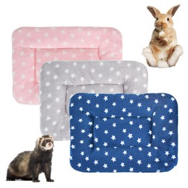 ECOSCO Plush Bed for Small Animals Warm Fluffy Kitten Puppy Ferret Fleece Sleeping Pillow Chinchilla Squirrel Hedgehog Hamster Guinea Pig Bed Mat (Large 50x33cm,Set-D)