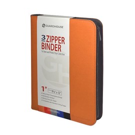 Guardhouse 3 Ring Zipper Binder for Storing Coins, Currency and Trading Cards in notepages (Orange), 668498