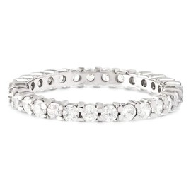 TwoBirch 14K Gold Plated Sterling Silver CZ Simulated Diamond Stackable Ring Eternity Bands for Women (Size 5)