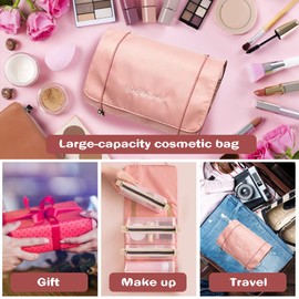 Women's Cosmetic Bag, Large Toiletry Bag, Cosmetic Bag, Foldable Travel Bag, Removable Makeup Bag, Organiser, Waterproof, Pink women's cosmetic bag