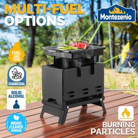 Portable Charcoal Barbeque Grill, Foldable Small Grill, 360°Airflow Stainless Steel BBQ Grill with Carry Bag for Outdoor Grilling Cooking Camping Hiking Picnics Tailgating Backpacking Party - Black