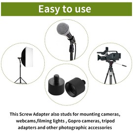 Microphone Screw Adapter, Camera Screw Converter Adapter, 1/4 Male to 5/8 Female Adapter (2 Pieces) Aluminum Alloy Conversion Screw Adapter Connecting Screws Fixing Screws Photography Assistant Tool