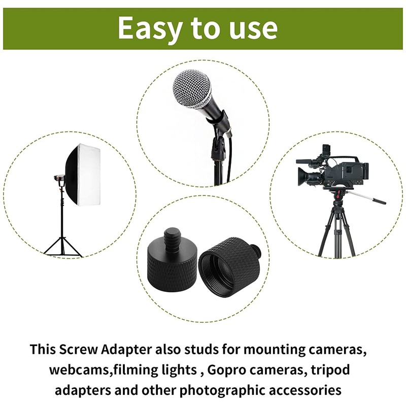Microphone Screw Adapter, Camera Screw Converter Adapter, 1/4 Male to