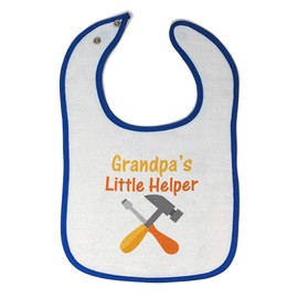 Toddler & Baby Bibs Burp Cloths Grandpa's Little Helper Grandpa Grandfather Cotton Items for Girl Boy Gifts from Ah White Royal Blue Design Only