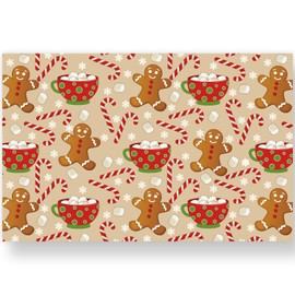 JarThenaAMCS 50 Sheets Christmas Paper Placemat Gingerbread Man Candy Cane Decorative Disposable Table Mat for Xmas Winter Party Dinner Table, 11 x 17 Inch