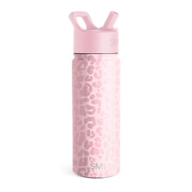Simple Modern Leopard Water Bottle with Straw Lid Vacuum Insulated Stainless Steel Metal Thermos Bottles | Reusable Leak Proof BPA-Free Flask for Sports | Summit Collection | 20oz, Blush Leopard