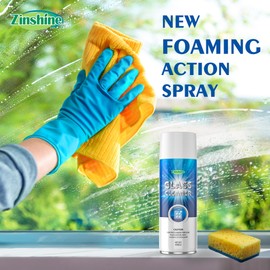 Zinshine Glass and Window Cleaner Spray - Ammonia-Free Glass Cleaner, Foaming Cleaning Spray, Safe for Tinted Non-Tinted Windows, Streak-Free Shine for Auto and Home, 14 fl oz