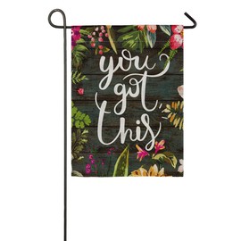 pingpi Floral Double Sided Burlap Garden Flag 12.5"x18" Motiavation Quote You Got This Inspirational Quote Garden Flag