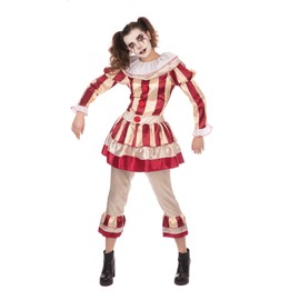 Bristol Novelty AF177M Carnevil Clown (Female) Medium Costume, Women, Beige, Red