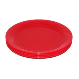 Tupperware Set of 4 Plates 8" Round Open House Floresta Red